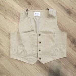 Tan Old Navy linen blend vest